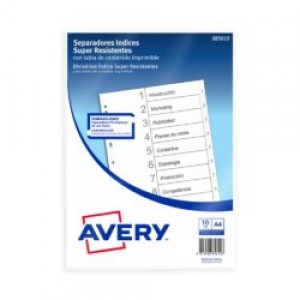 JG SEPARAD.AVERY A4 1-10 NUM.85610 PVC BLANCO