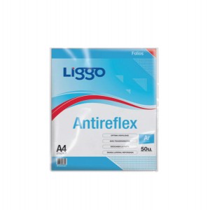 FOLIO LIGGO A*4 ANTIREFLEX PPP.40MIC X 50 UNID.