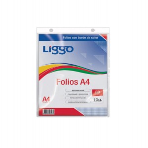 FOLIO LIGGO A*4 PLANO BORDE COLOR  X 10 UNID.