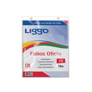 FOLIO LIGGO OF. PLANO BORDE COLOR X 10 UNID.