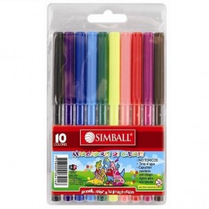 MARCADOR SIMBALL ESCOLAR X10 COLORES LARGOS