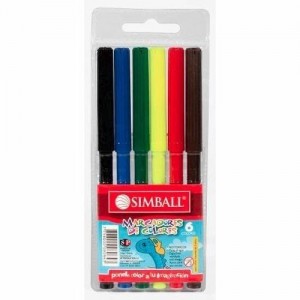 MARCADOR SIMBALL ESCOLAR X 6 COLORES LARGOS